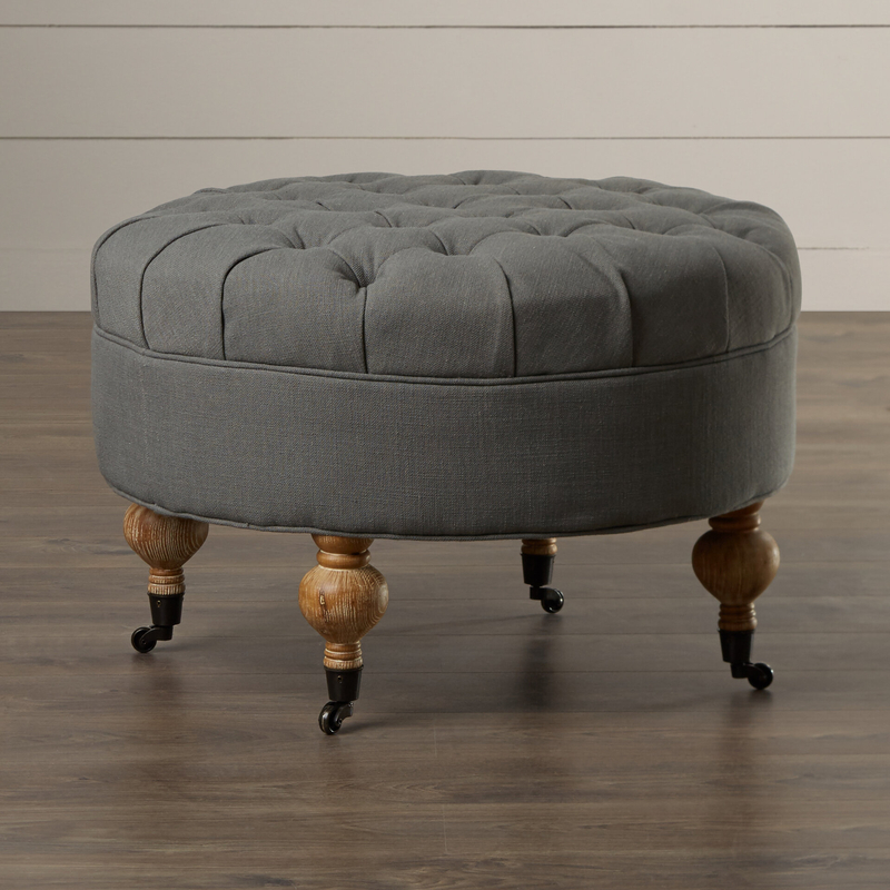 27.2'' Wide Tufted Round Cocktail Ottoman