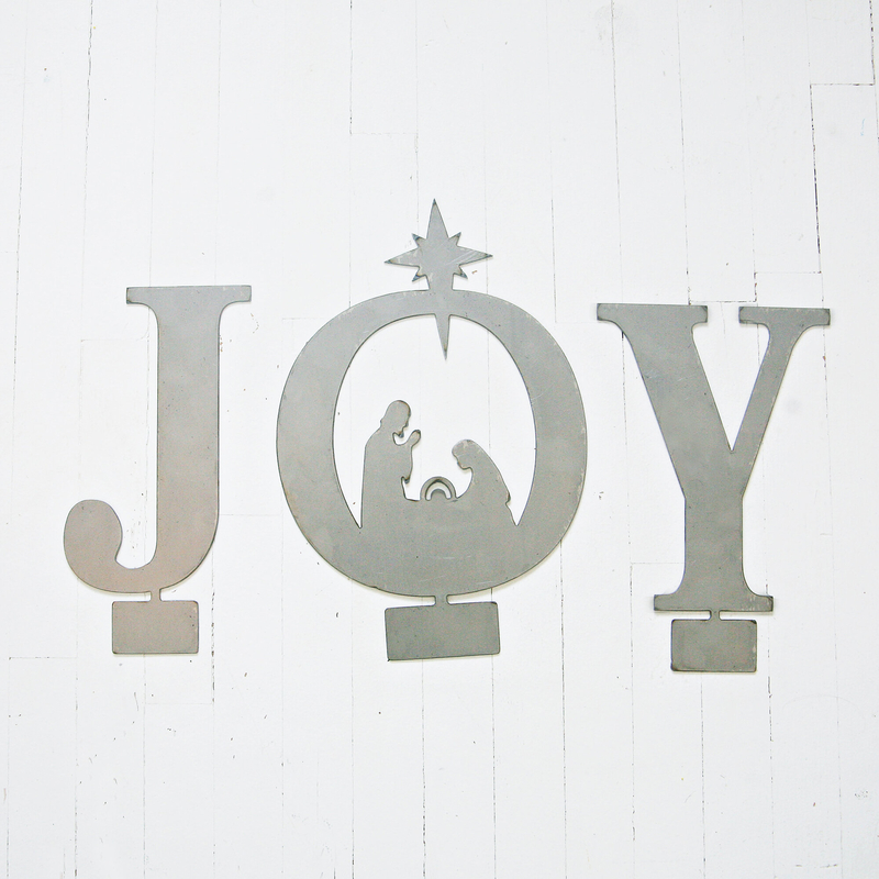 3 Piece Joy Metal Nativity Set
