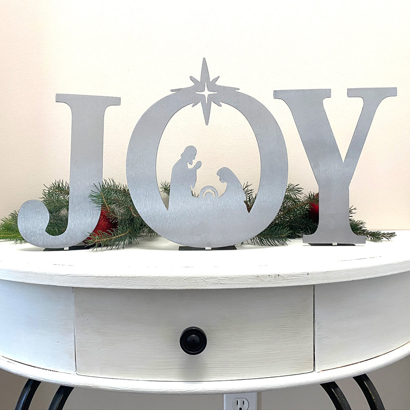 3 Piece Joy Metal Nativity Set