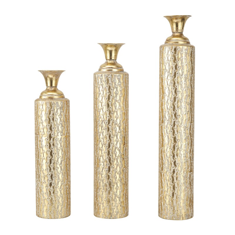 3 Piece Pesina Gold Metal Floor Vase Set