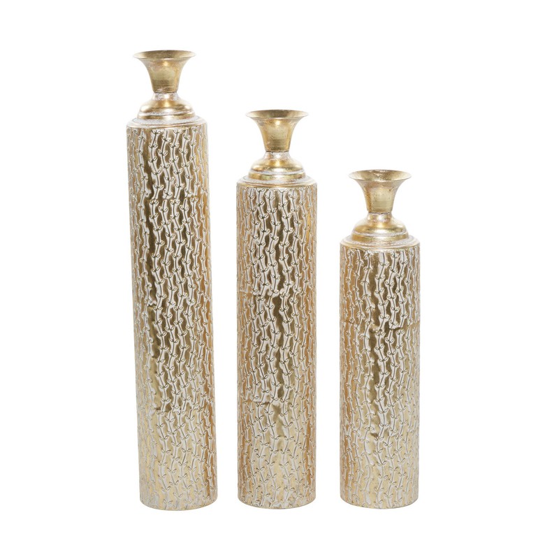 3 Piece Pesina Gold Metal Floor Vase Set