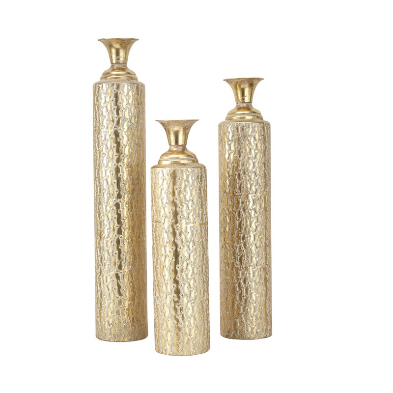 3 Piece Pesina Gold Metal Floor Vase Set