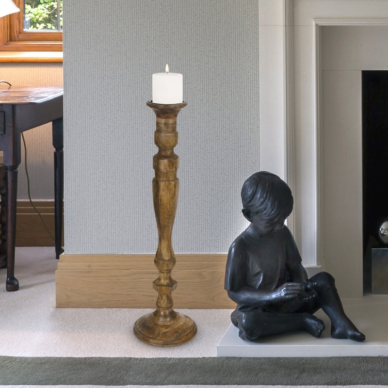 3 Piece Solid Wood Floor Candlestick Set