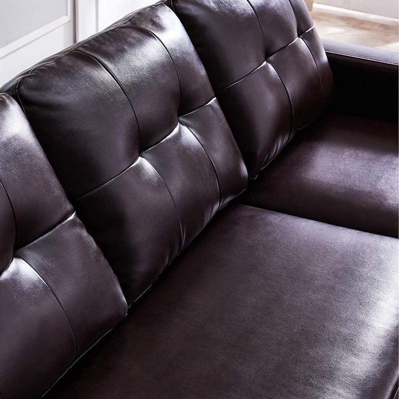 30" Wide Faux Leather Left Hand Facing Convertible Sofa & Chaise