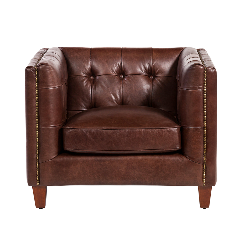 32'' Wide Tufted Genuine Leather Club Chair