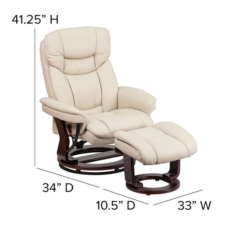 33'' Wide Manual Swivel Standard Recliner with Ottoman