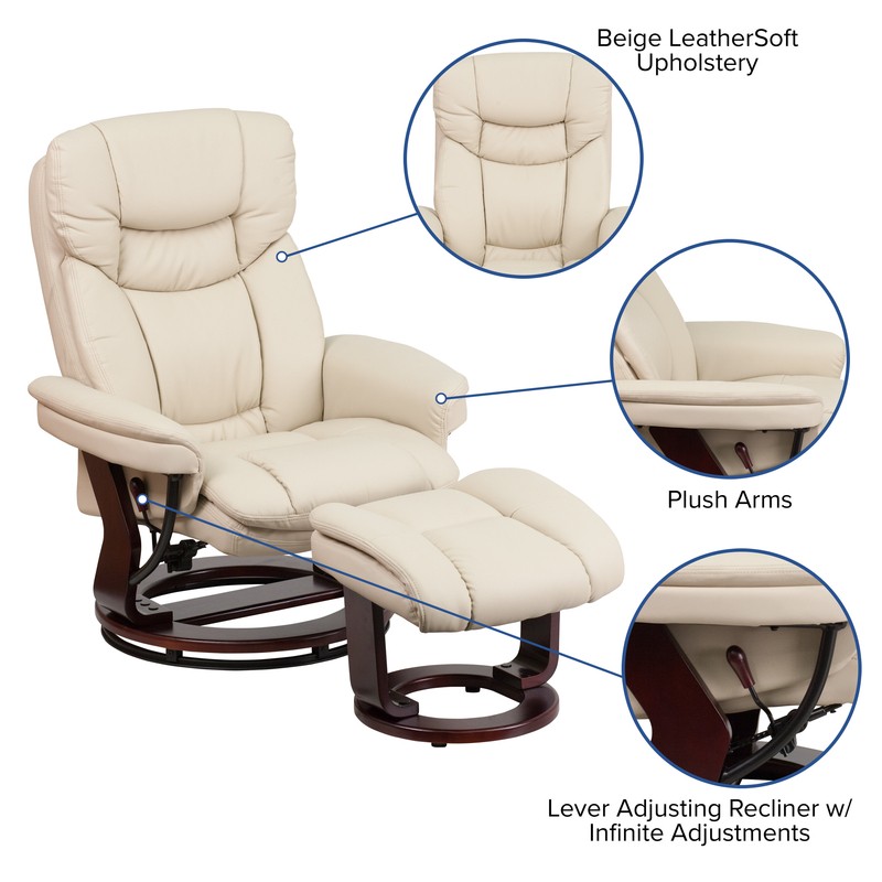 33'' Wide Manual Swivel Standard Recliner with Ottoman