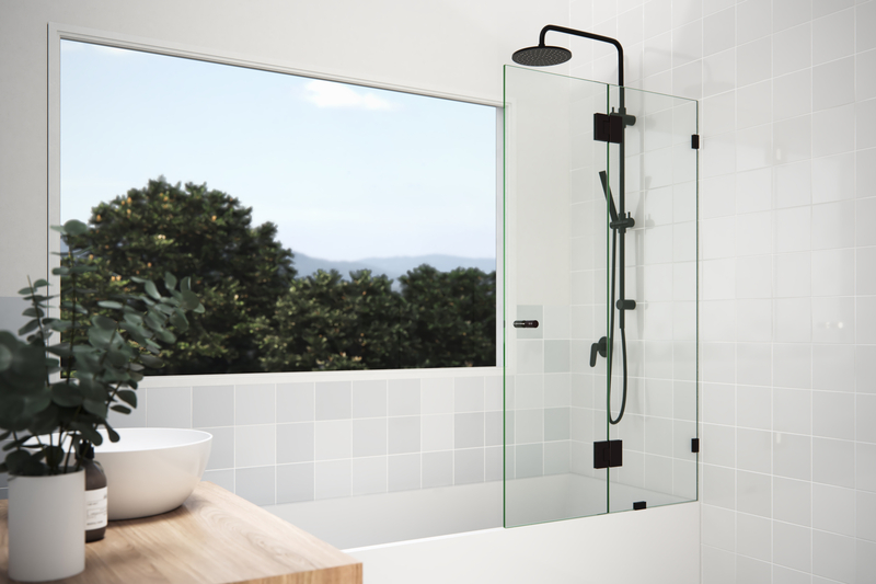 34" W x 58" H Hinged Frameless Tub Door