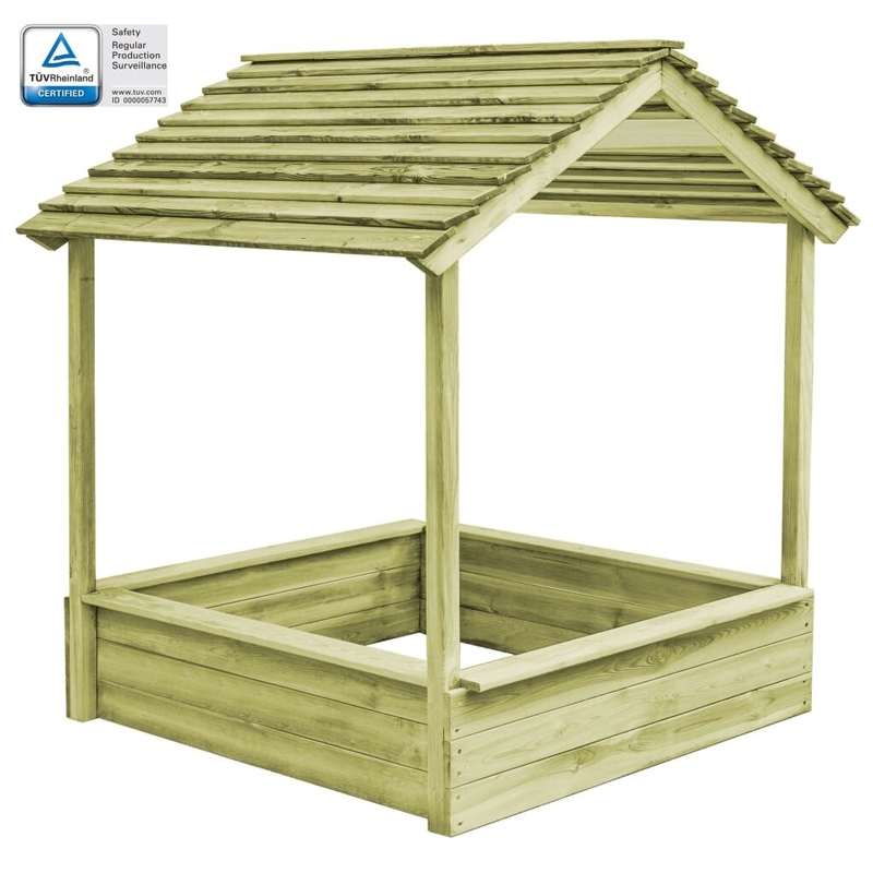 4.2' x 3.94' Outdoor Solid Wood Playhouse with Sandpit