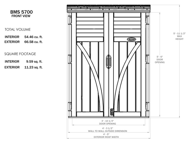 4 ft. W x 3 ft. D Plastic Vertical Tool Shed
