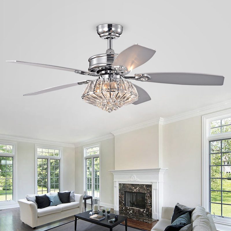 48'' Oswaldo 5 - Blade Crystal Ceiling Fan with Remote Control and Light Kit Included