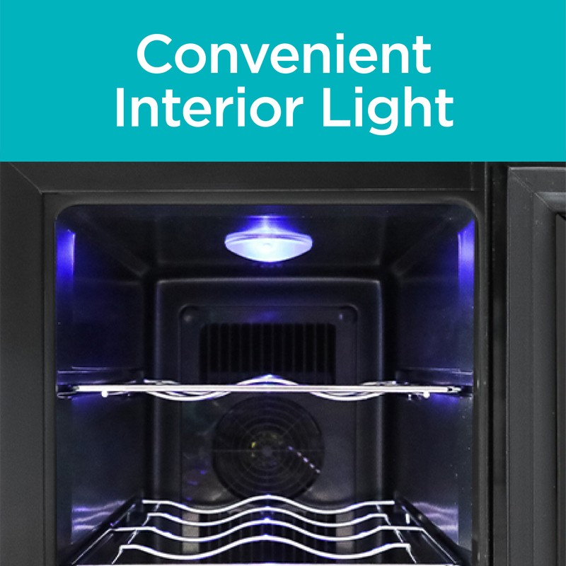 6 Bottle LED Display Single Zone Freestanding Wine Refrigerator