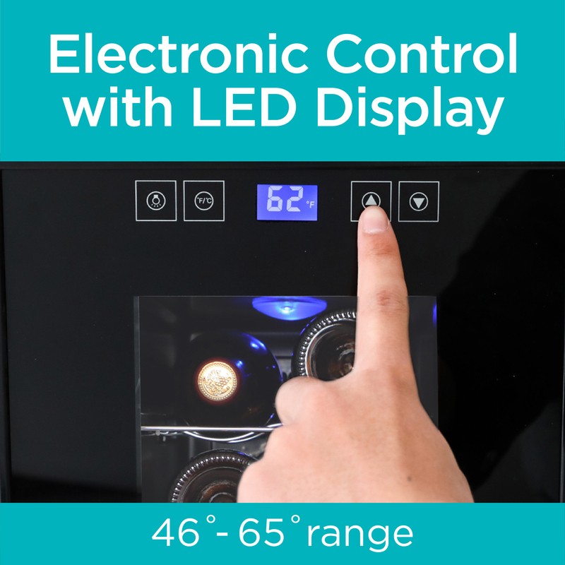6 Bottle LED Display Single Zone Freestanding Wine Refrigerator