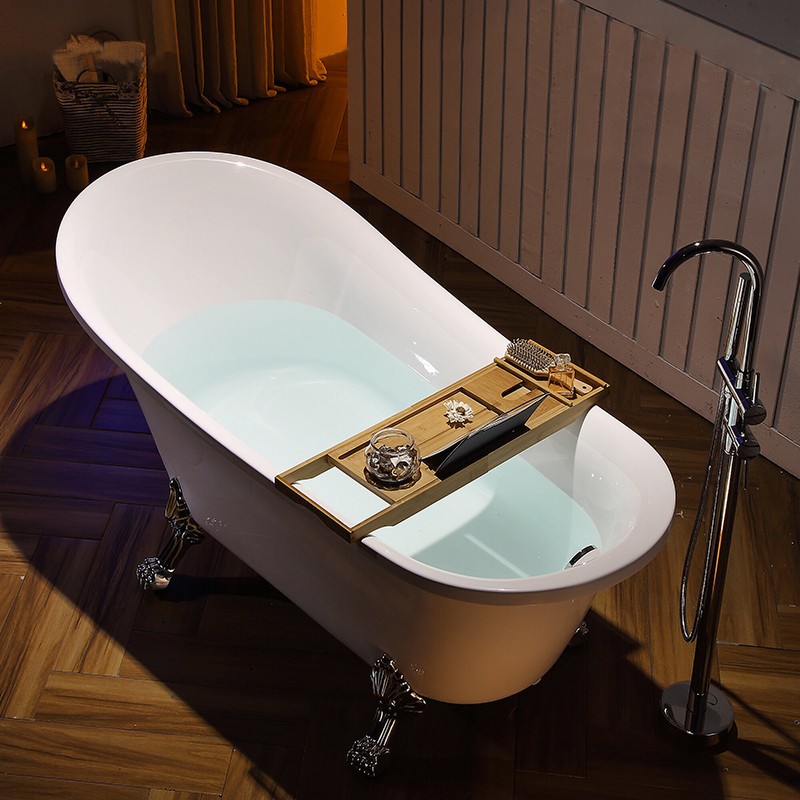 68.9" x 31" Clawfoot Soaking Acrylic Bathtub