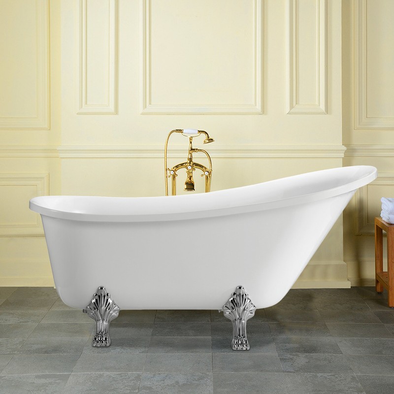 68.9" x 31" Clawfoot Soaking Acrylic Bathtub