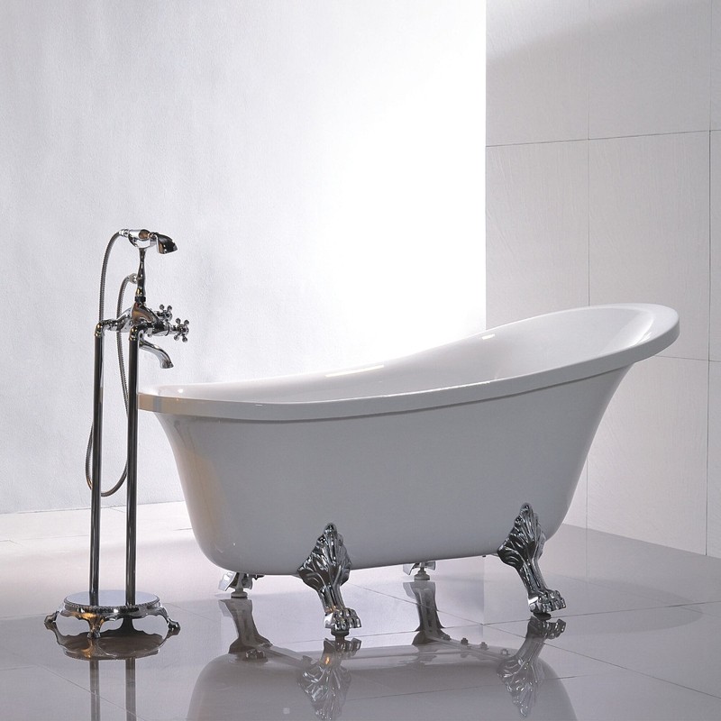 68.9" x 31" Clawfoot Soaking Acrylic Bathtub