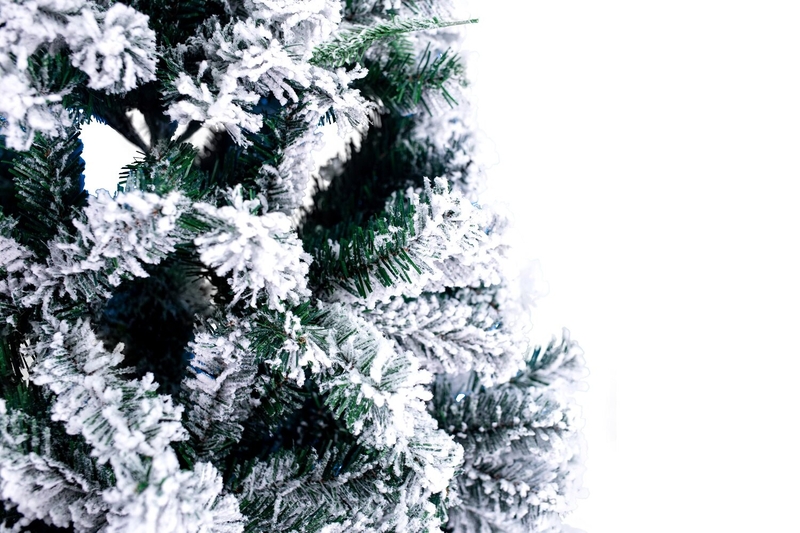 7'.5" H Half and Corner White Artificial PVC Snow Flocked Christmas Tree
