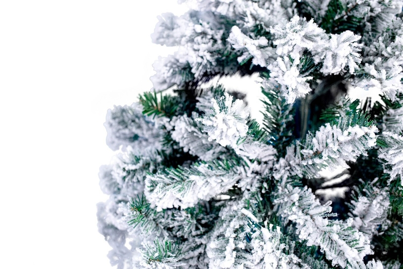 7'.5" H Half and Corner White Artificial PVC Snow Flocked Christmas Tree