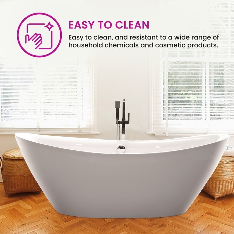 71" x 34" Freestanding Soaking Acrylic Bathtub