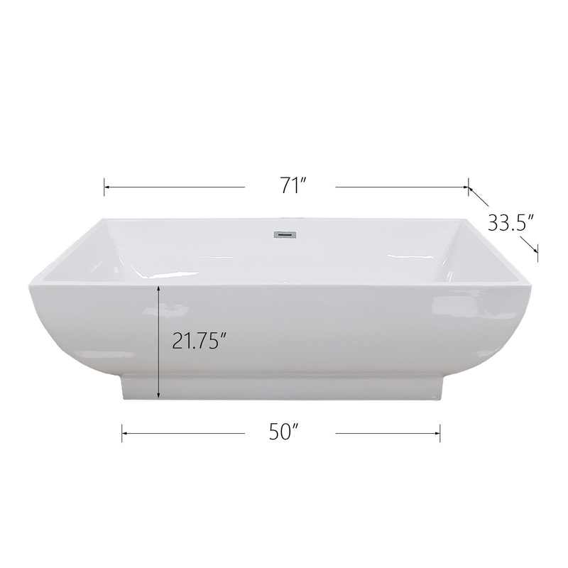 71" x 34" Freestanding Soaking Resin Bathtub