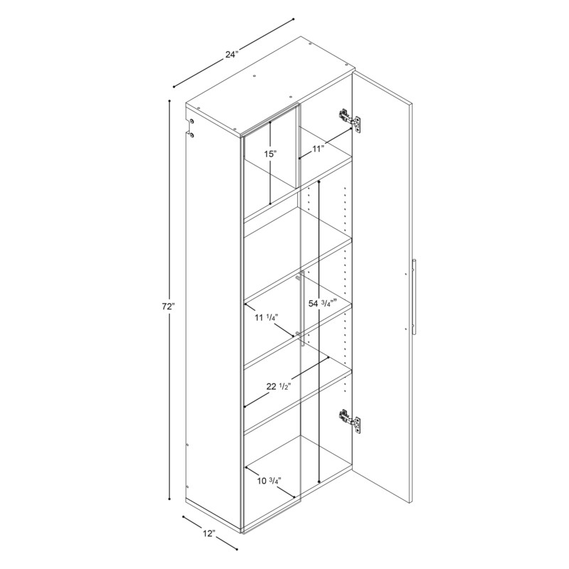 72" H x 24" W x 12" D Storage Cabinet