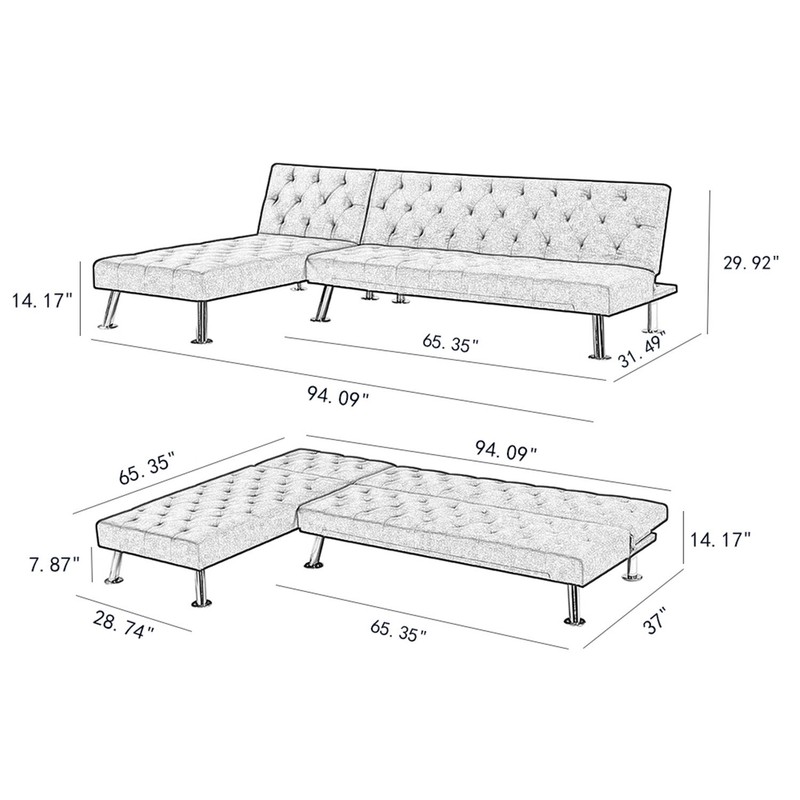 94" Wide Reversible Sofa & Chaise