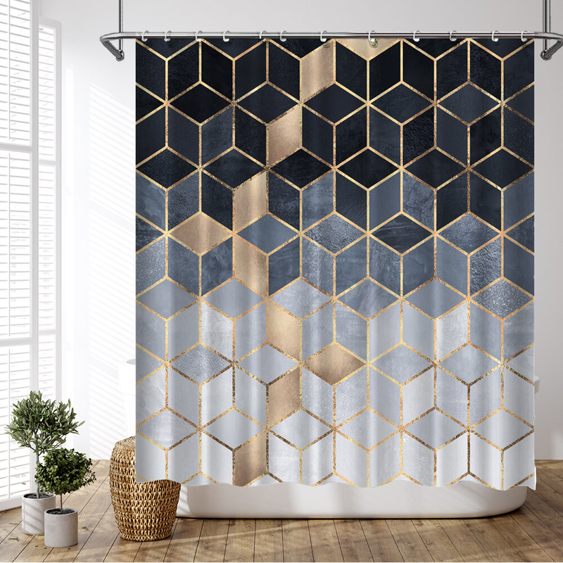 Aaban Geometric Shower Curtain Set + Hooks