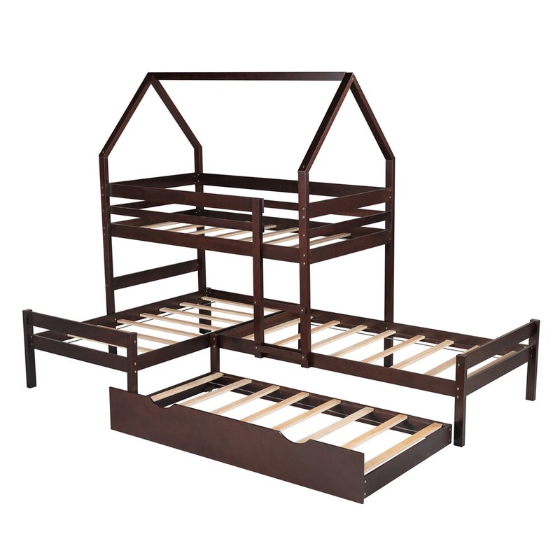 Abdikadir Twin Over Twin Over Twin Triple / Quad Bunk Bed with Trundle by Harriet Bee