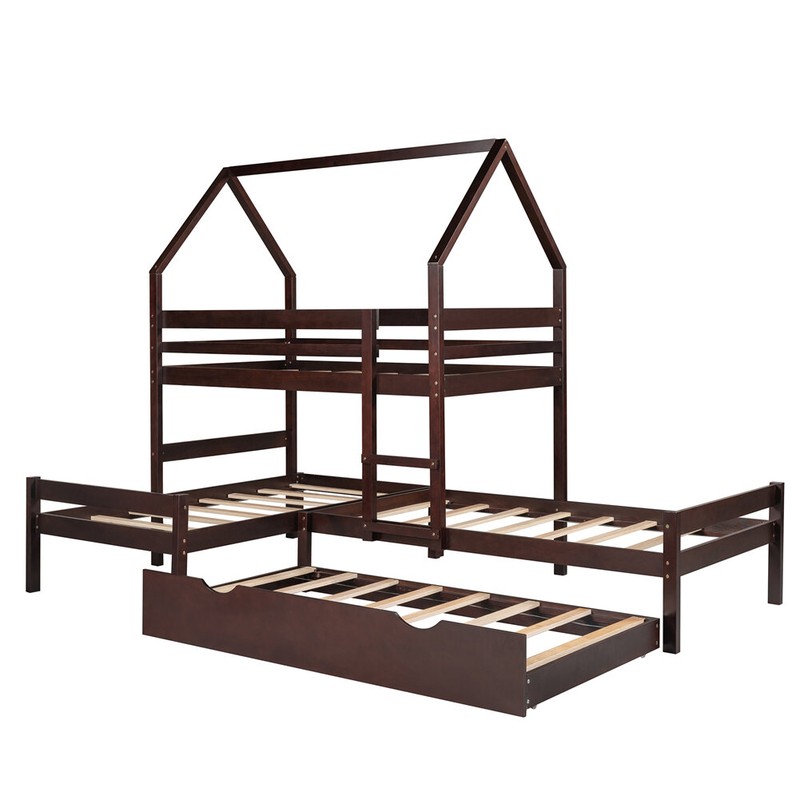 Abdikadir Twin Over Twin Over Twin Triple / Quad Bunk Bed with Trundle by Harriet Bee