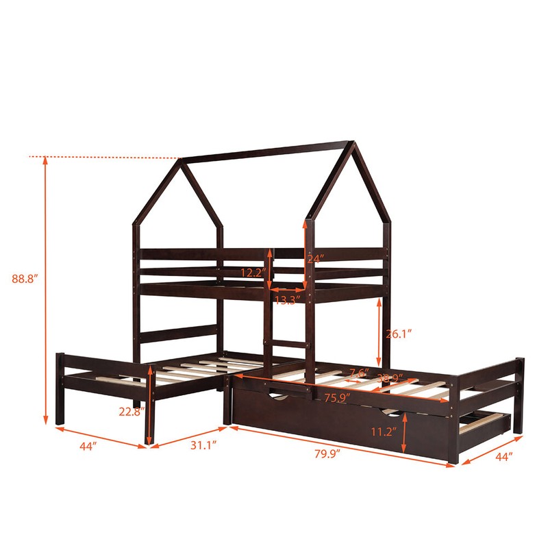 Abdikadir Twin Over Twin Over Twin Triple / Quad Bunk Bed with Trundle by Harriet Bee