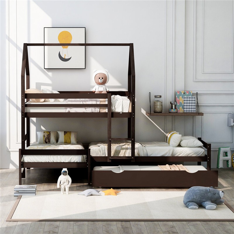 Abdikadir Twin Over Twin Over Twin Triple / Quad Bunk Bed with Trundle by Harriet Bee