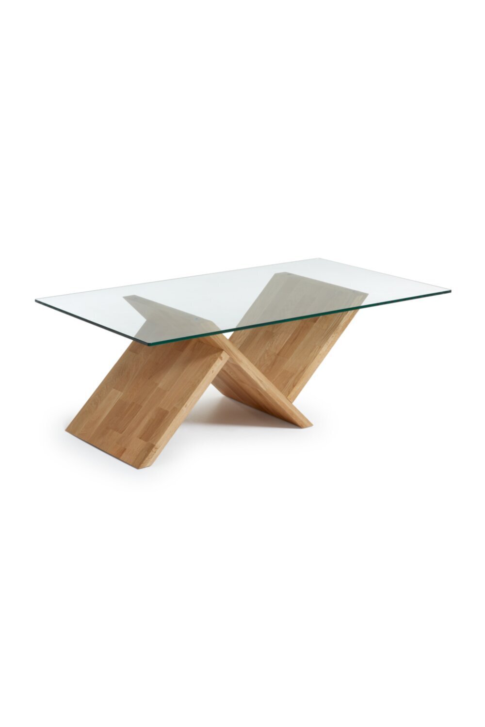 Abstract Glass and Oak Coffee Table