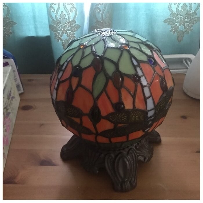 Acushnet Tiffany 1 Light Dragonfly 11" Table Lamp