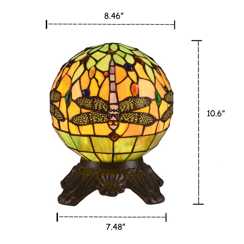 Acushnet Tiffany 1 Light Dragonfly 11" Table Lamp