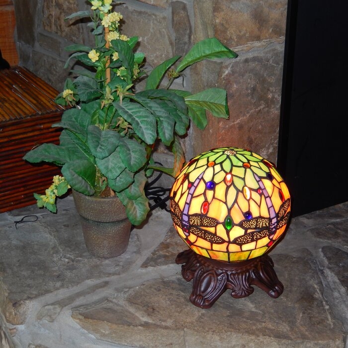 Acushnet Tiffany 1 Light Dragonfly 11" Table Lamp