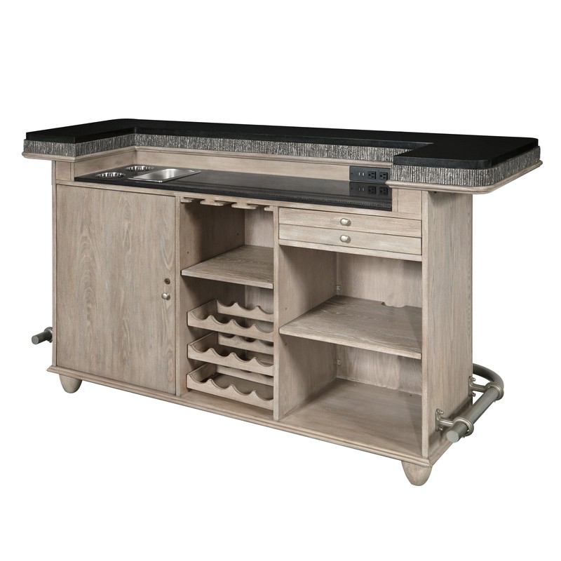 Adelina Textured Front Bar with Wine Storage