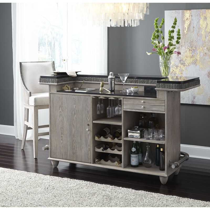 Adelina Textured Front Bar with Wine Storage