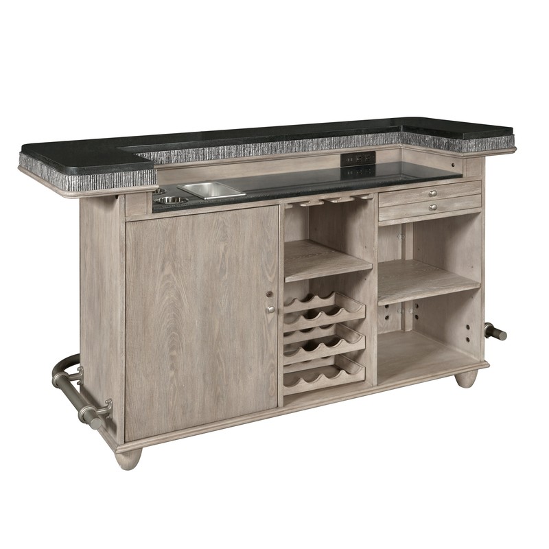 Adelina Textured Front Bar with Wine Storage