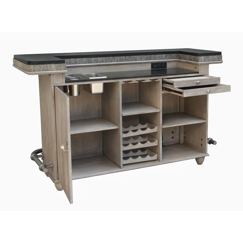 Adelina Textured Front Bar with Wine Storage
