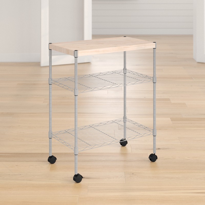Adjustable Kitchen Cart Manufactured Wood Top