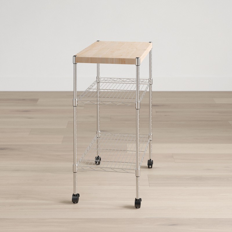 Adjustable Kitchen Cart Manufactured Wood Top