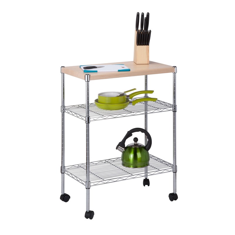 Adjustable Kitchen Cart Manufactured Wood Top