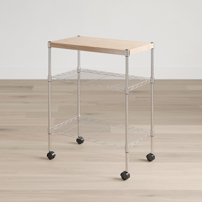 Adjustable Kitchen Cart Manufactured Wood Top