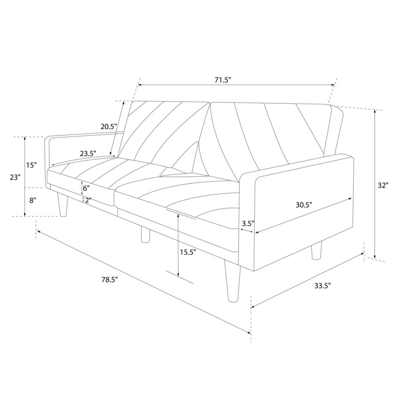Adria Twin 78.5'' Wide Split Back Convertible Sofa