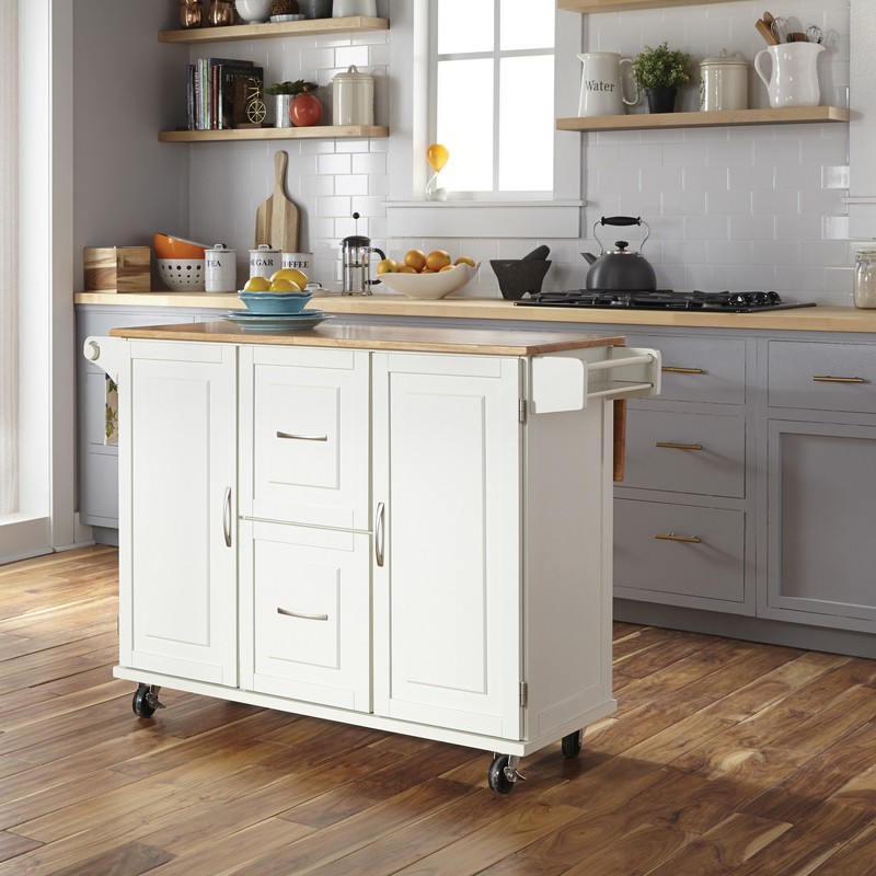 Aftonshire 44.5'' Wide Rolling Kitchen Island with Solid Wood Top