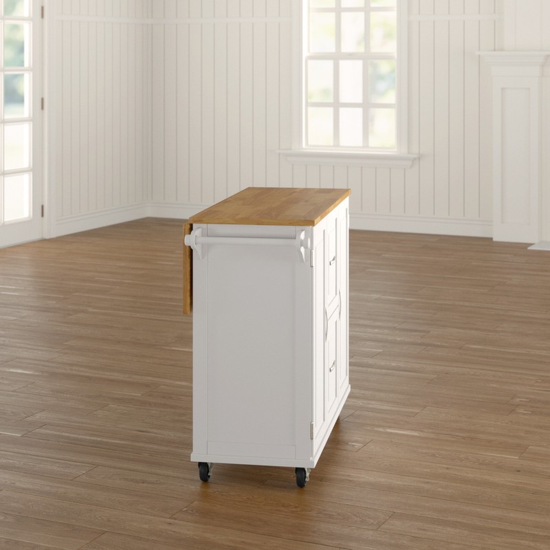 Aftonshire 44.5'' Wide Rolling Kitchen Island with Solid Wood Top