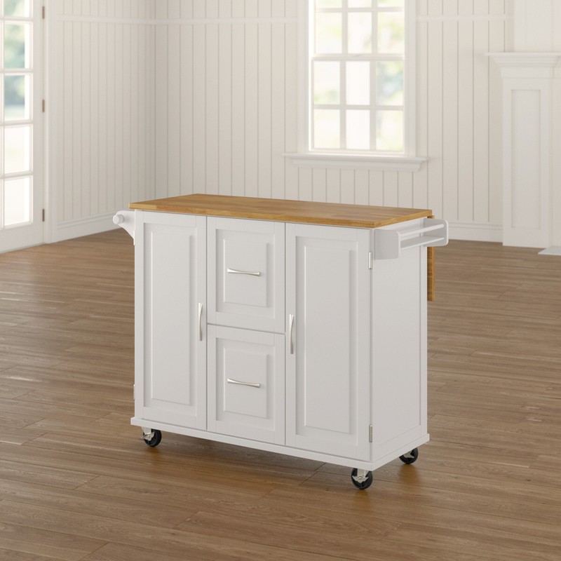 Aftonshire 44.5'' Wide Rolling Kitchen Island with Solid Wood Top