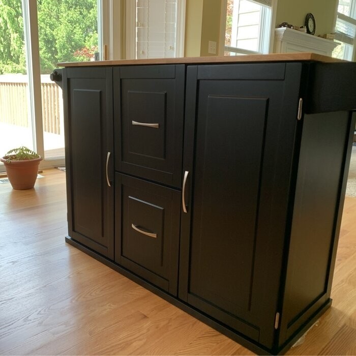 Aftonshire 44.5'' Wide Rolling Kitchen Island with Solid Wood Top