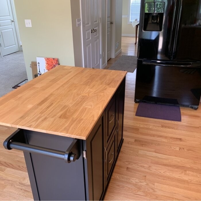 Aftonshire 44.5'' Wide Rolling Kitchen Island with Solid Wood Top