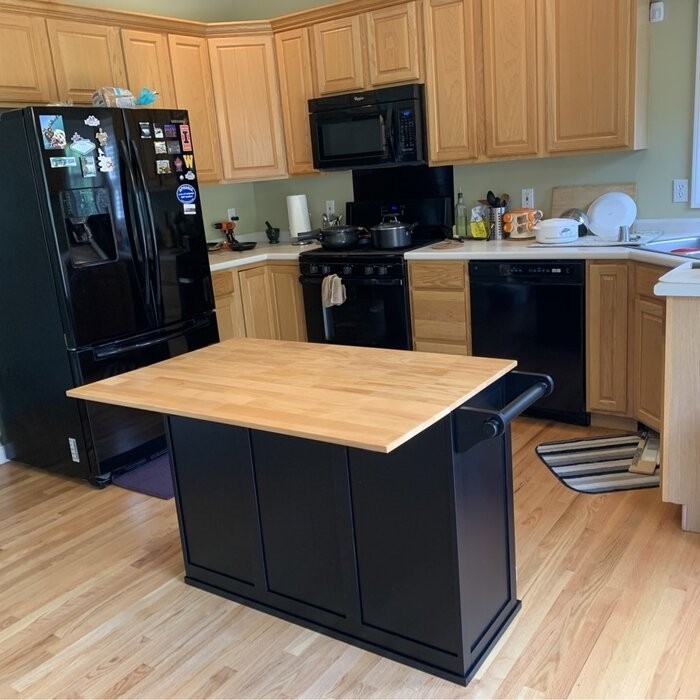 Aftonshire 44.5'' Wide Rolling Kitchen Island with Solid Wood Top